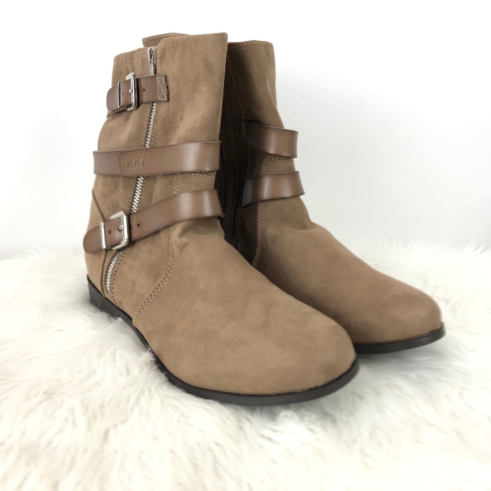 Torrid Brown Buckle Ankle Boots